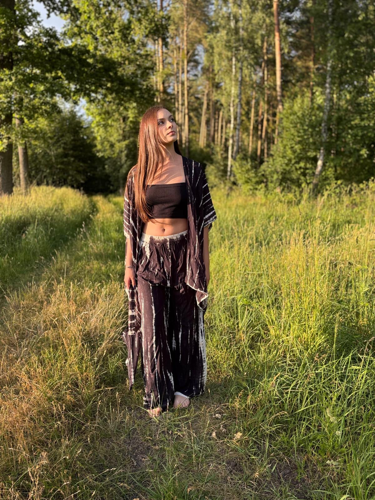 Yin Yang set kimono and tie dye pants